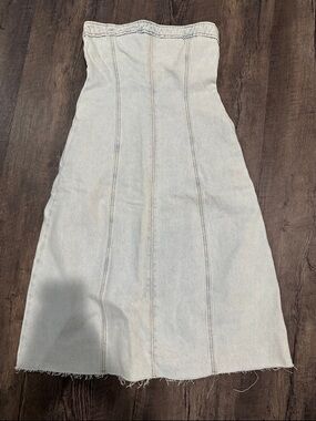 WeWoreWhat Strapless Light Denim Dress in Pale Blue